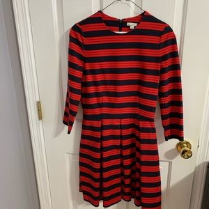Red and Navy Striped GAP Fit-and-Flare Dress Sz 4
